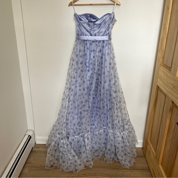 Faeriesty Purple Blue Floral Belted Princess Gown Size Large - Picture 6 of 7